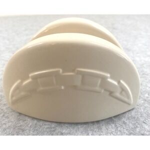 Longaberger Pottery Ivory Ceramic Napkin/Taco Holder Woven Basket Design